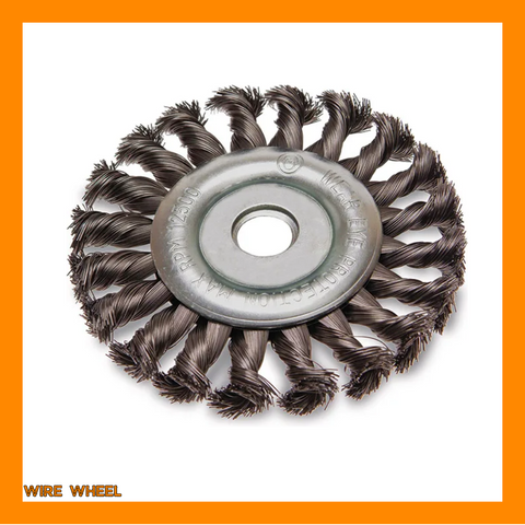 TWIST KNOT WIRE WHEEL BRUSH - STEEL 22.2mm BORE 5/8" & 1/2" ADAPTORS