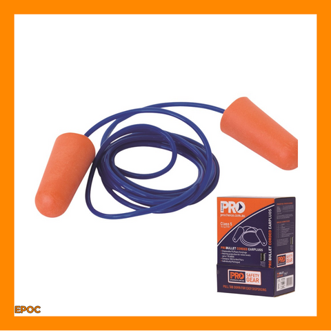 PRO BULLET - DISPOSABLE CORDED EARPLUGS (100 PAIR PACK)